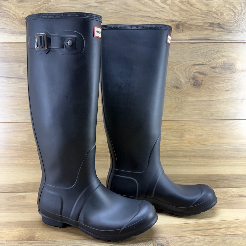 Hunter Original Tall Rain Boots Womens 8 EU 39 Matte Black Waterproof Wellies
